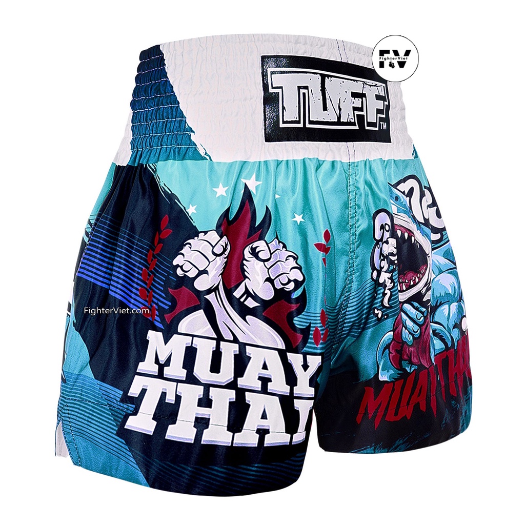 Quần TUFF Muay Thai Boxing Shorts The Carcharodon - Cá Mập Xanh