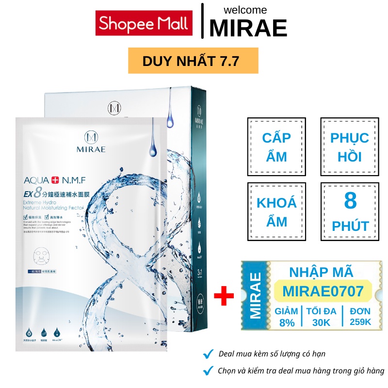 [Mã FMCGMALL -8% đơn 250K] Mặt nạ Mirae EX 8 phút cấp ẩm cấp tốc cải thiện da khô mang lại làn da căng mịn 20g/miếng