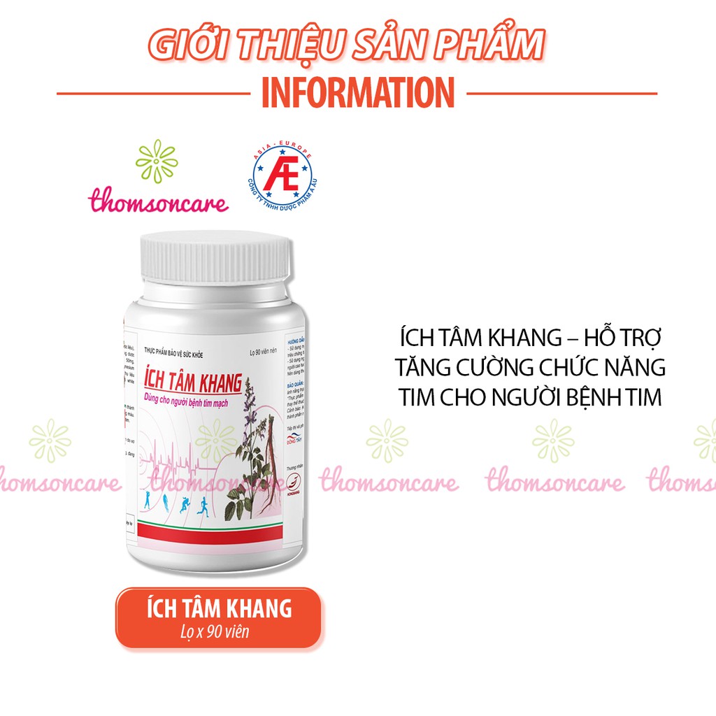 Ích tâm khang - Hộp 2 lọ x 90 viên Tặng thêm 1h 30 viên - tốt cho tim mạch, giảm hồi hộp