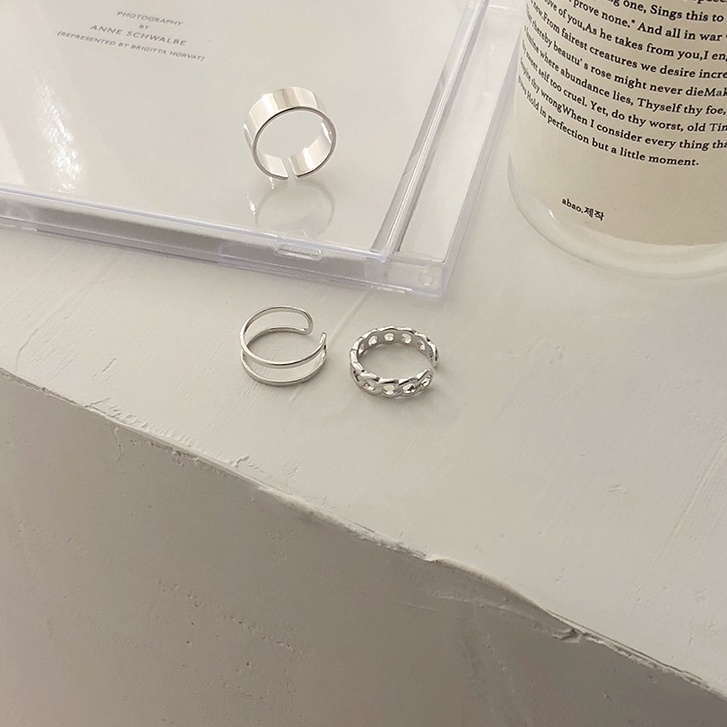 Set 3 nhẫn đeo ngón tay dạng hở phong cách Hàn Quốc đơn giản ngọt ngào cá tính dành cho nữ