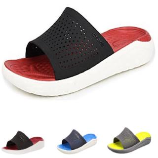 Crocs100% Slippers LiteRide Sandals Male and Female Couples Word Slide Slide Travel Beach Swimming T Type Slippers 04611 AWK