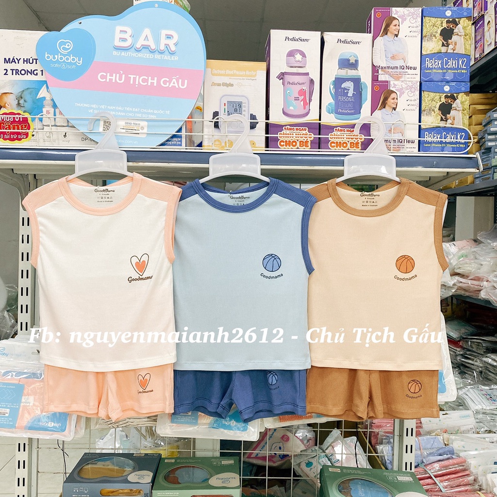 [GOODMAMA] Bộ quần áo sát nách cho bé hãng Goodmama
