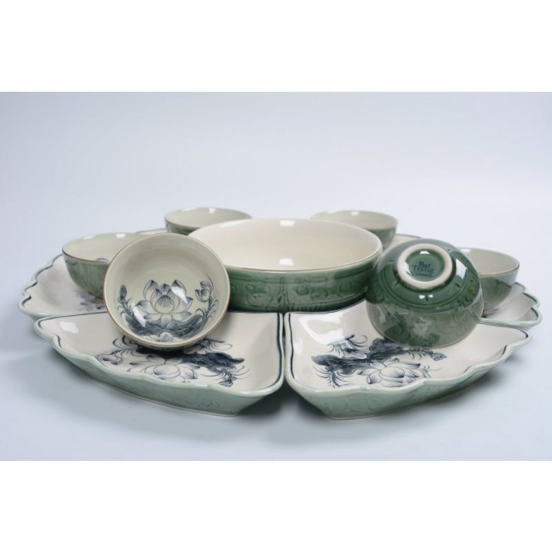 Combo bộ bát đĩa hoa mặt trời sen đồng 18 món