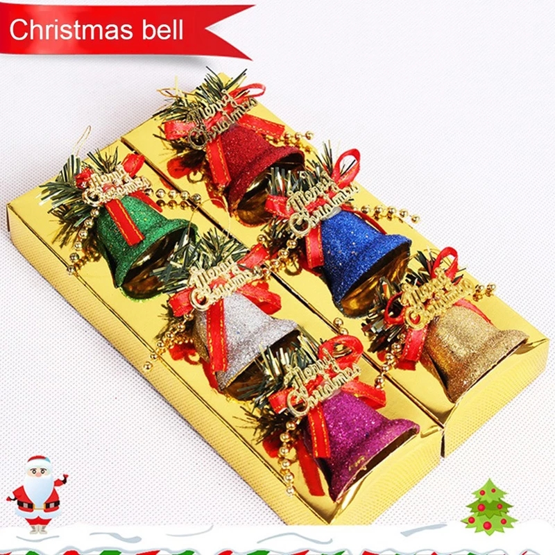 Set 6 chuông đầy màu sắc để trang trí cây giáng sinh