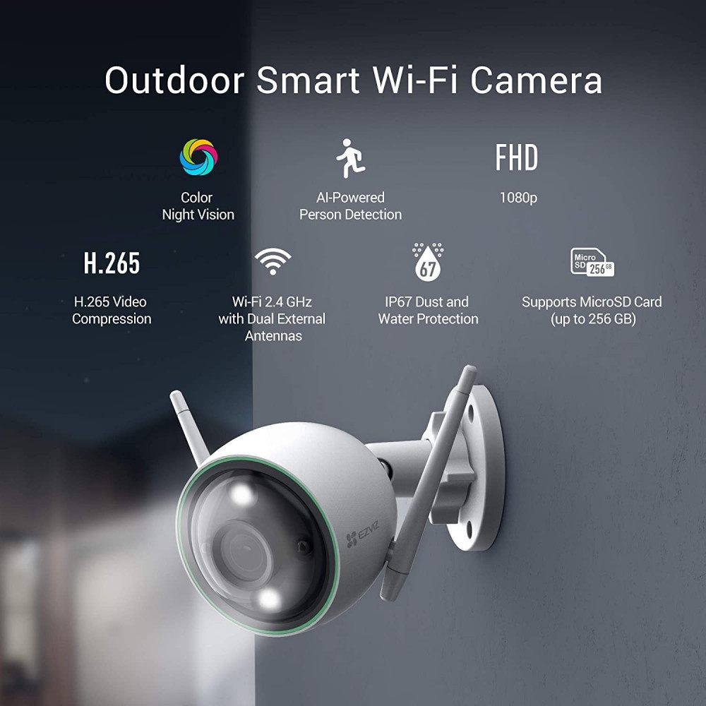 CAMERA WIFI TÍCH HỢP AI EZVIZ C3N 1080P BAN ĐÊM CÓ MÀU-PHÂN BIỆT NGƯỜI VÀ XE-THÔNG BÁO VỀ ĐIỆN THOẠI