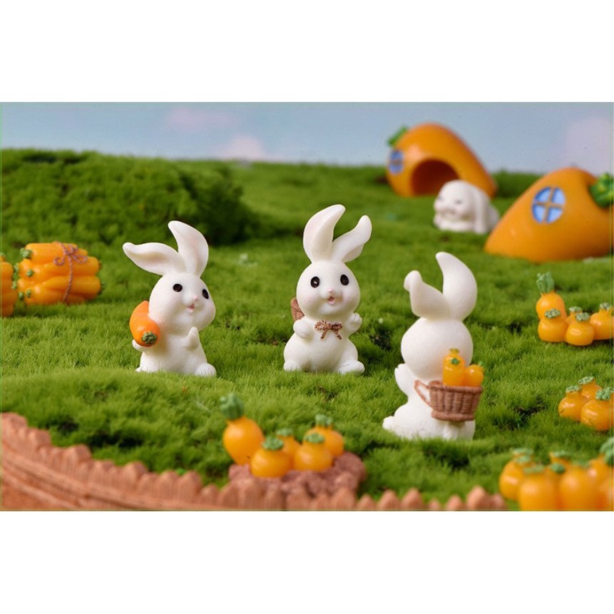 Decor bàn học gia đình thỏ mùa cà rốt bội thu trang trí tiểu cảnh, terrarium