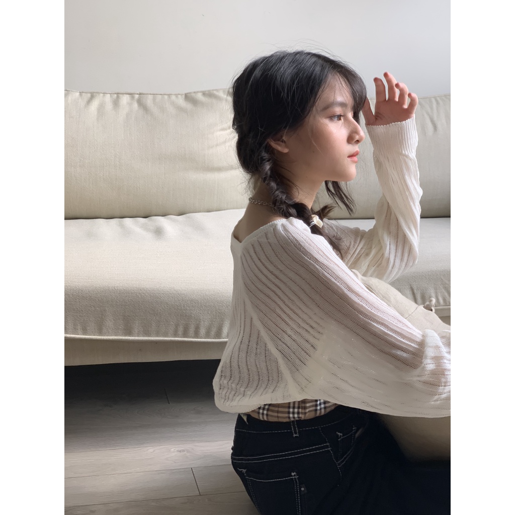 áo cardigan gân lưới ngực buộc dây JB109 LOLLIE STUDIO