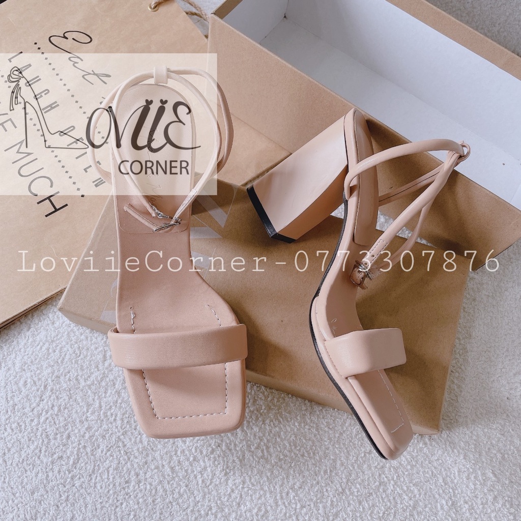 SANDAL CAO GÓT LOVIIECORNER - GUỐC NỮ QUAI NGANG - GIÀY THỜI TRANG MŨI VUÔNG HẬU QUAI CÀI 10 PHÂN G220934