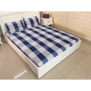 Rẻ nhất Bộ ga gối giường 1m6 mẫu kẻ bao diêm