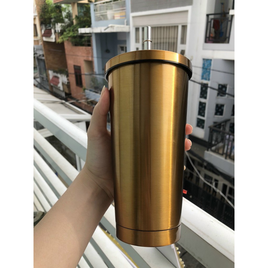Ly giữ nhiệt, cốc giữ nhiệt kèm ống hút inox 304 dung tích 550ml