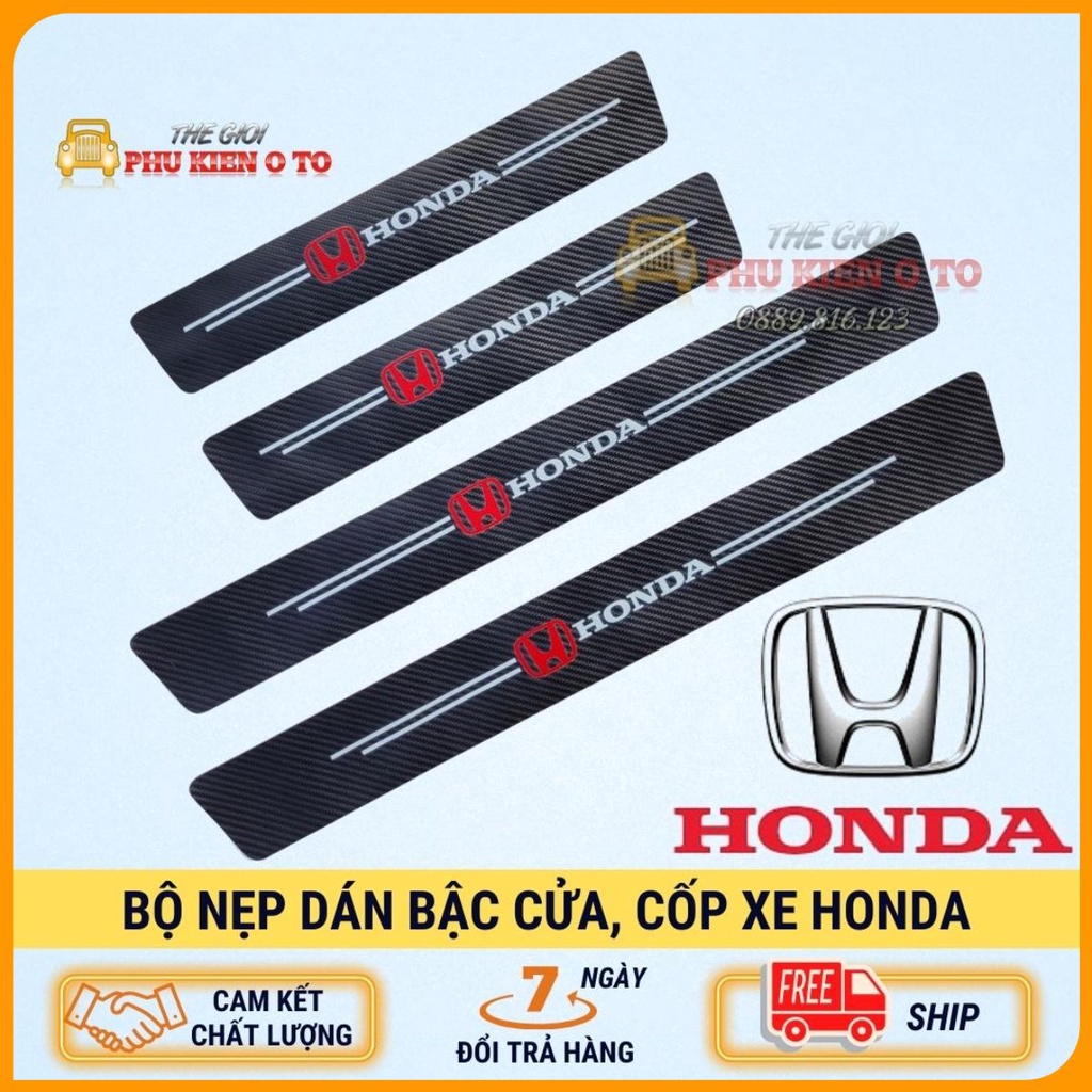 HONDA - Bộ Miếng Dán Chống Trầy Xước Có Logo Hãng HONDA Bảo Vệ Bậc Cửa Và Dán Cốp Xe Hơi, Xe Ô Tô