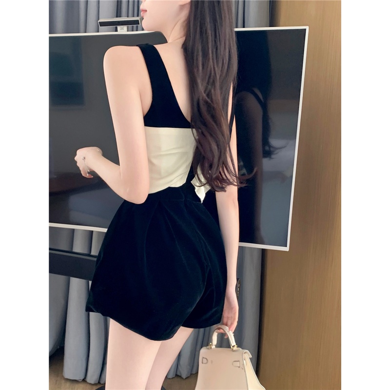 Bộ Áo Liền Quần Hai Dây Ống Rộng Thắt Nơ Phong Cách Trung Hoa Mùa Hè Mới