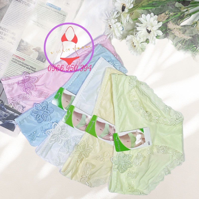 Combo 10 quần lót nữ thun lạnh phối ren MS9304 Freesize&lt;55kg