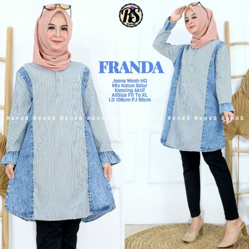 Áo jean Cotton phối vải Denim thời trang cho nữ