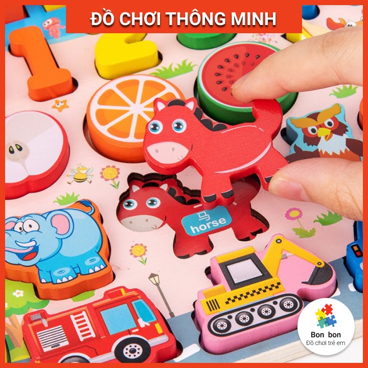 Đồ chơi câu cá bảng chữ cái bảng số gỗ thông minh phát triển trí tuệ cho bé Bonkids toys