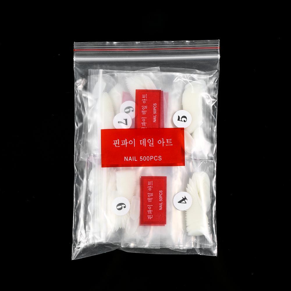 Set 500 Móng Tay Giả 10 Kích Cỡ Dáng Ngắn Phong Cách Pháp