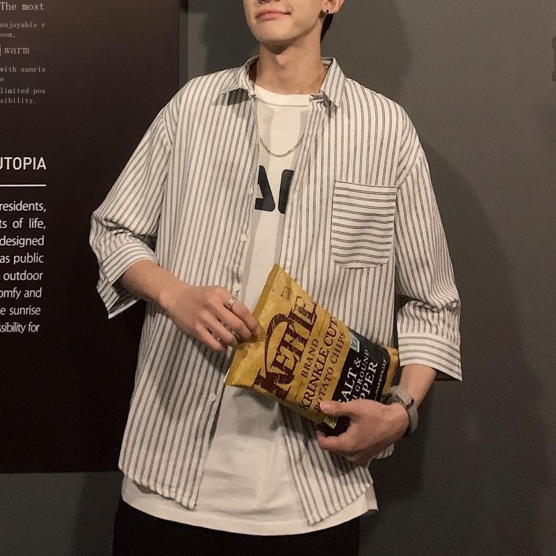 Áo Khoác Sơ Mi Tay Lỡ Phong Cách Hàn Quốc Dành Cho Nam