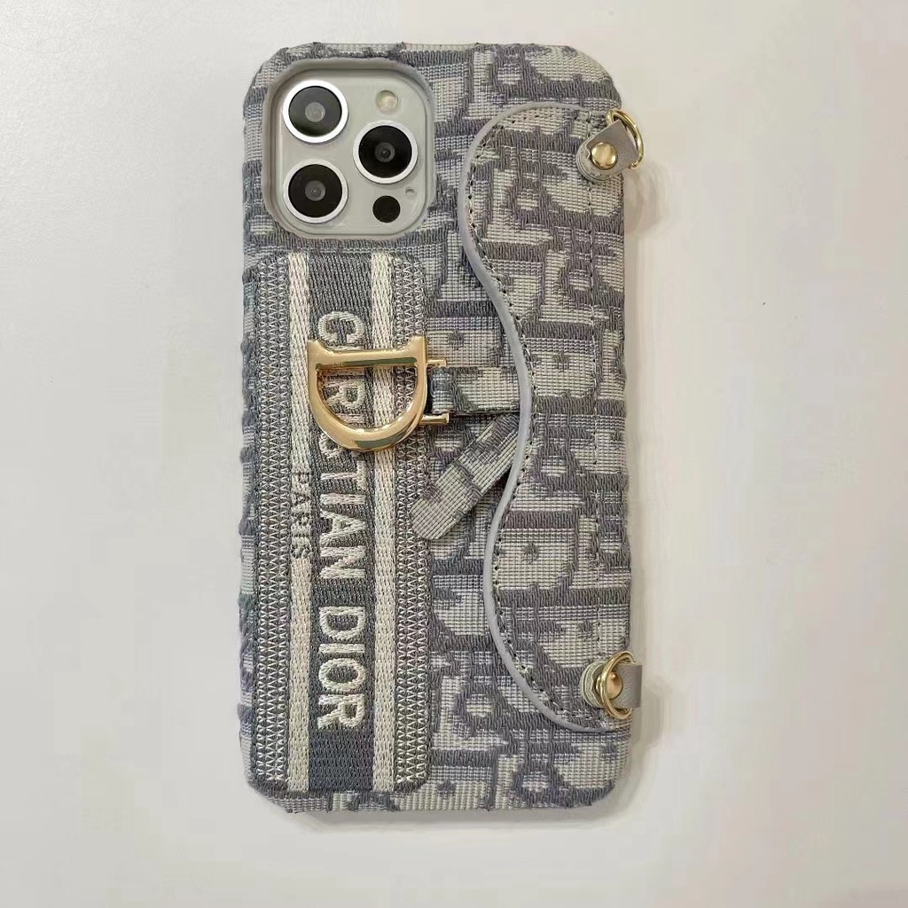 Ốp Điện Thoại Vải Thêu Hình Có Ngăn Đựng Thẻ Đeo Chéo Cho iPhone 14 Pro max 13 12 11 x xr 8p 7p