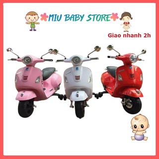 Xe máy vespa cho bé Xe máy điện trẻ em sử dụng chân ga đa chức năng Q618