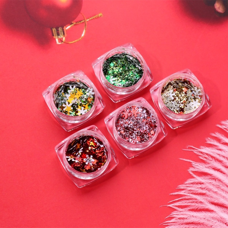 Set 12 màu nhũ mắt, nhũ kim tuyến trang trí móng Kira Gritter hoa tuyết, ngôi sao | BigBuy360 - bigbuy360.vn