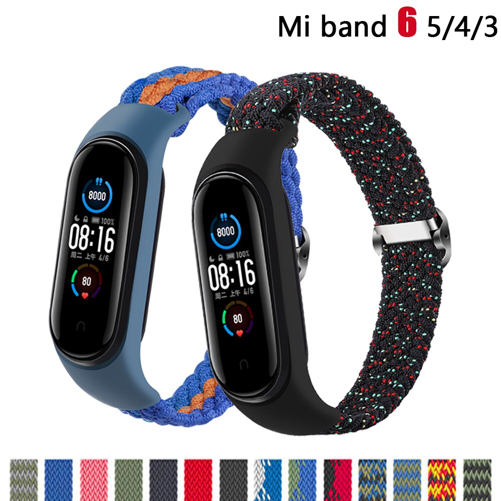 Dây Đeo Tay Bằng Nylon Co Giãn Điều Chỉnh Được Cho Mi band 6 Miband4 miband 5 xiaomi Mi band 4 3 5 6