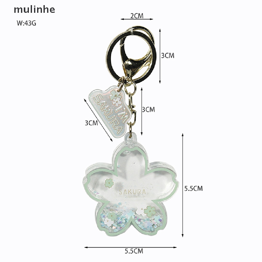 Mulinhe Móc Khóa Acrylic Cát Chảy Dầu Hoa Anh Đào Dễ Thương Sáng Tạo Cho Cặp Đôi vn