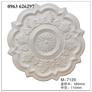 Mâm ốp trần M7120, Hoa ốp trần PU hoa trần nhựa cao cấp nhiều mẫu mã thi công cùng phào PU cao cấp giá rẻ