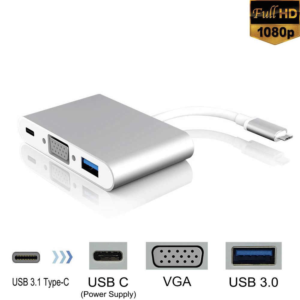 Usb Type-C To USB-C 1080p VGA USB 3.0, 3 trong 1, hỗ trợ Samsung MHL