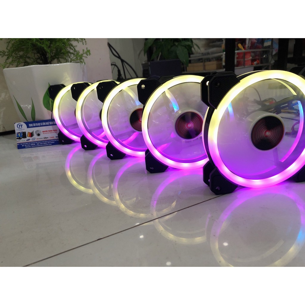 Quạt tản nhiệt, Fan Led RGB Coolmoon Sunshine V1 Dual Ring (Dùng qua Hub chuyển đổi nguồn)