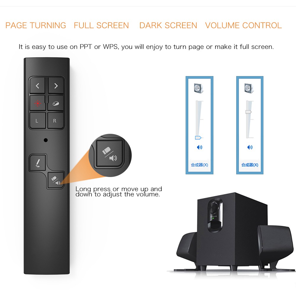 Ĩ PP930 Wireless Presenter PPT Flip Pen Air Mouse Present Remote Controller Rechargeable 50m Slide Advancer Laser Pointe