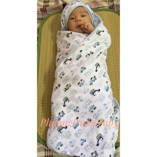 Chăn Ủ cotton có mũ 2 lớp