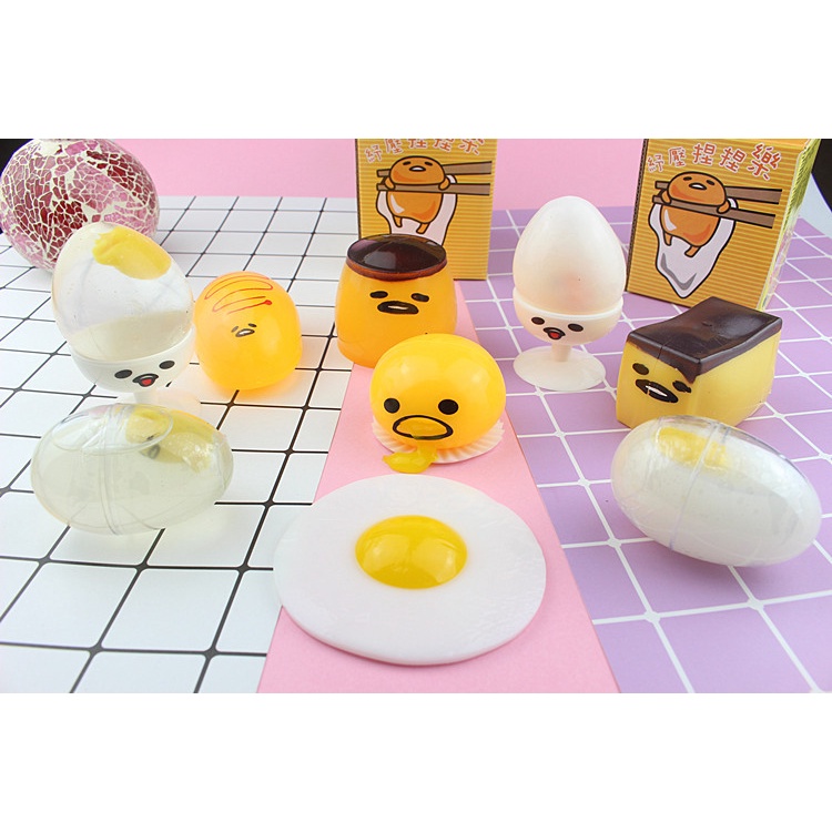 Gudetama Squishy hình Miếng Trứng Rán Ốp La Gudetama ngộ nghĩnh bóp xả stress hiệu quả