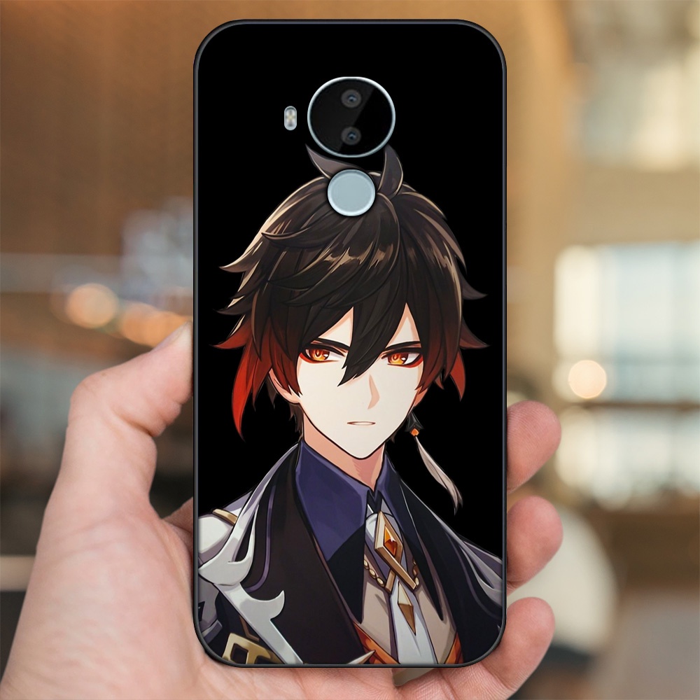 Ốp lưng Nokia C30 viền đen in hình Zhongli Genshin Impact