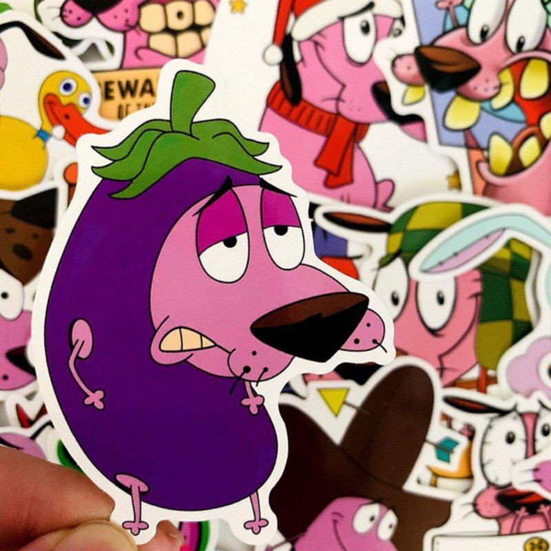 10-50 hình sticker chú chó courage nhút nhát decal