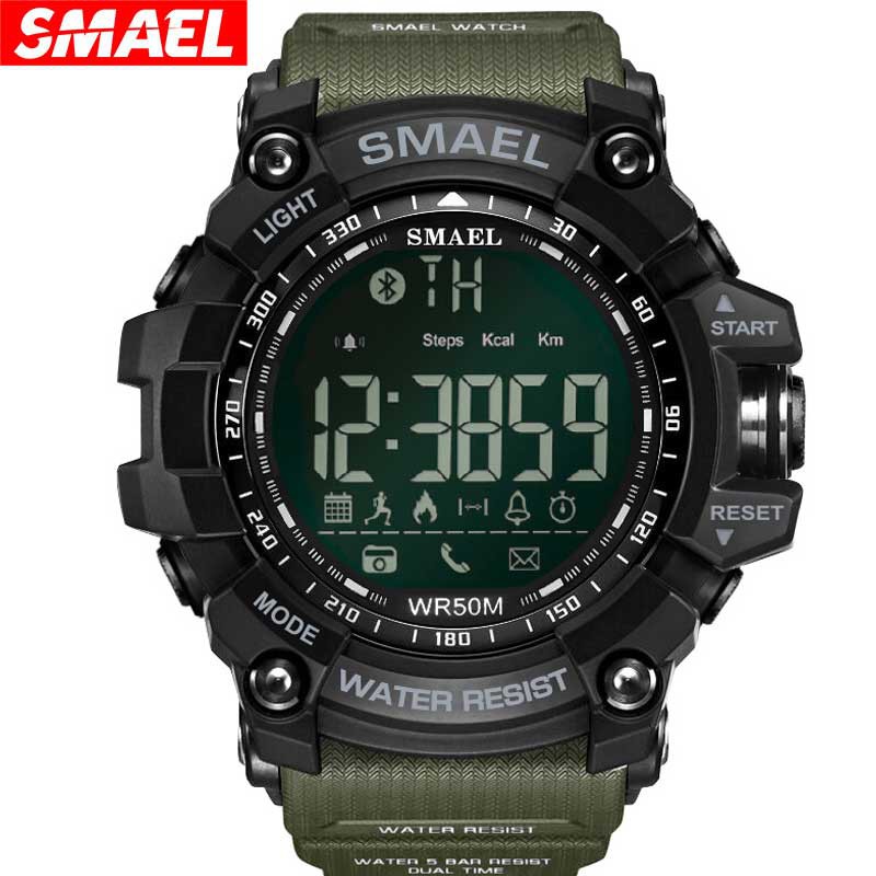 Đồng hồ thể thao SMAEL Mens Chronograph Shock Đa chức năng Đồng hồ kỹ thuật số LED chống nước 50M dành cho người đàn ông 1617B