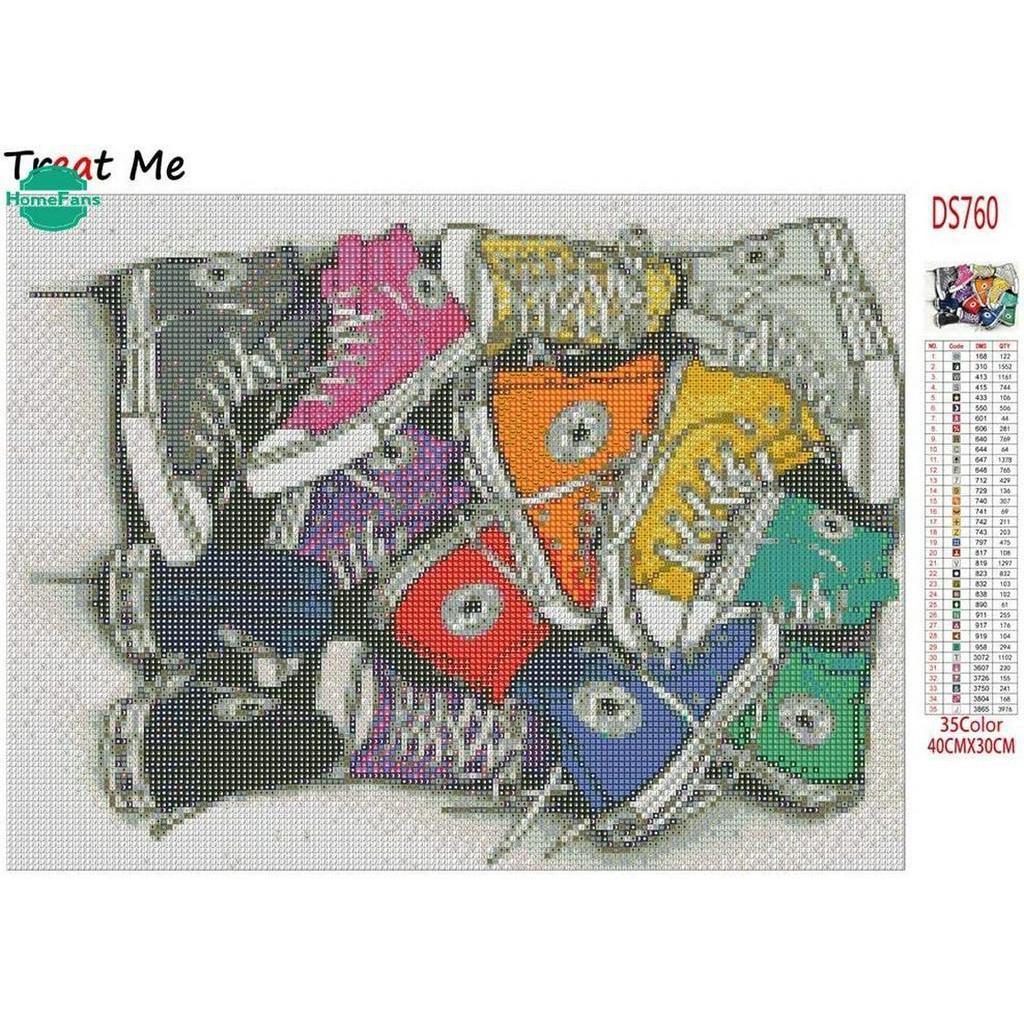 Bộ tranh đính đá 5D tự làm 30 X 40cm hình giày cao gót