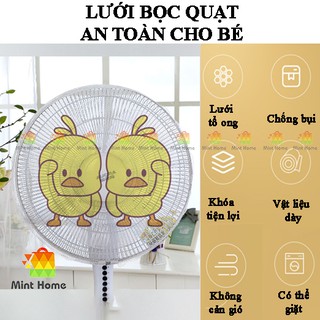 Lưới vải bọc lồng quạt máy có khóa dây rút an toàn cho bé ngăn bụi bẩn họa