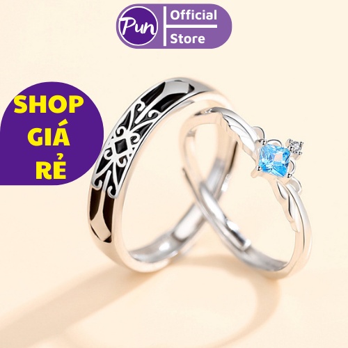 Nhẫn đôi nam nữ MẠ BẠC mẫu MỚI NHẤT Free Size kiểu dáng uyên ương - Nhẫn Đôi King &amp; Queen