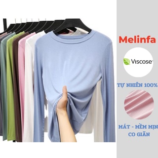 Áo thun dài tay nữ vải Viscose tự nhiên thân thiện co giãn thoải mái mặc mùa thu mã VAA0329