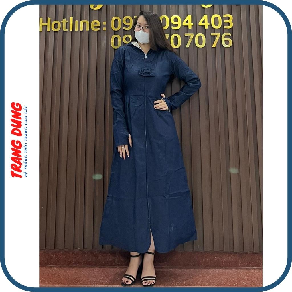Váy chống nắng nữ Trang Dung vải Bò Jean 3 lớp cao cấp, thiết kế xẻ sau thời trang che kín chân chống nắng và tia UV