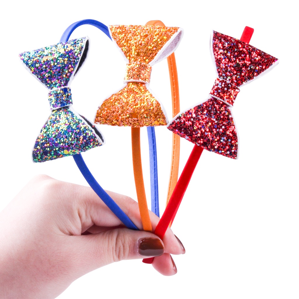 Băng Đô Nơ Đính Kim Sa Màu Sắc Ngọt Ngào Xinh Xắn Cho Bé Gái