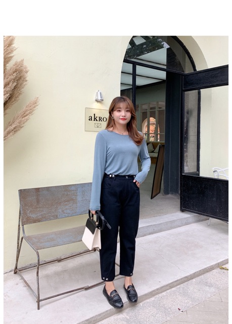 Quần kaki màu đen big size trơn lưng và ống đính nút size 65-100kg