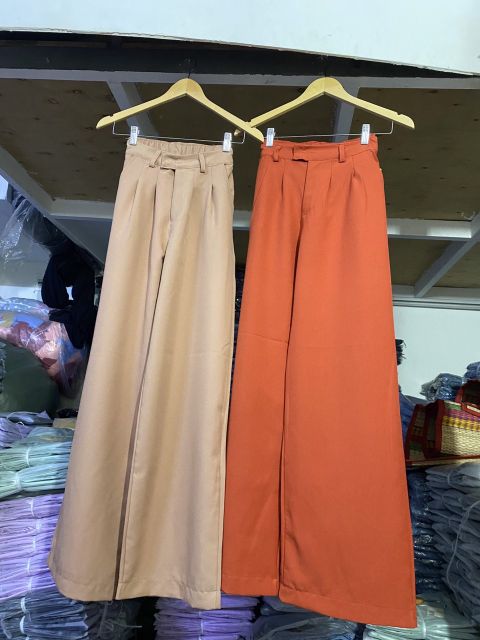 Quần ống rộng eo chun dễ mặc