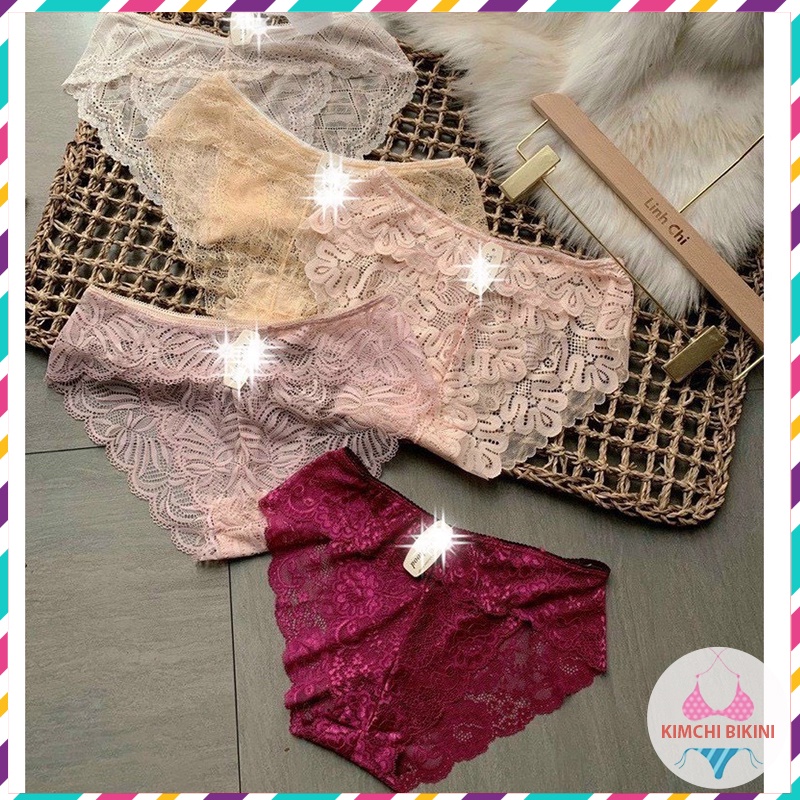 Quần lót ren xuyên thấu siêu sexy KIMCHIBIKINI chip nữ thiết kế họa tiết gợi cảm quyến rũ QL160