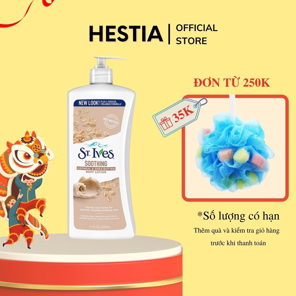 Sữa dưỡng thể St.Ives Yến Mạch và Bơ Vitamin E và Bơ Collagen 621ml chăm sóc sắc đẹp Hestia