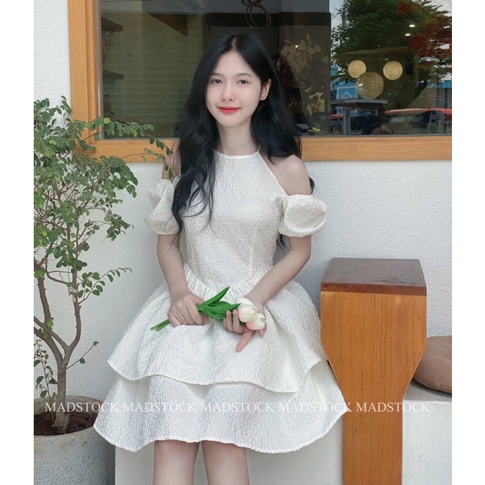 VÁY CỔ YẾM Xốp TAY BỒNG HOA THỊ HAI TẦNG BỒNG XOÈ CÔNG CHÚA ❤️ Váy đi biển, dự tiệc, sinh nhật madstock
