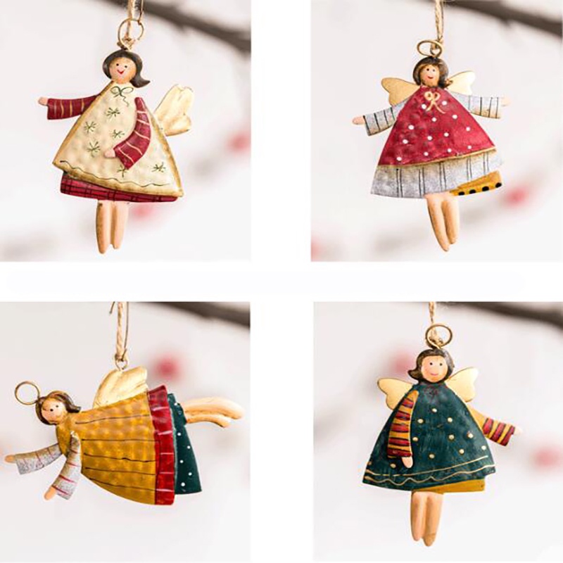 Phụ kiện treo trang trí cây thông noel thiết kế hình thiên thần bằng kim loại đáng yêu