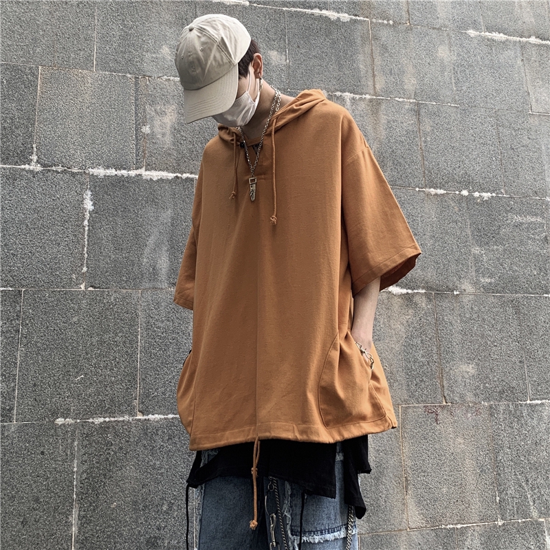 Áo hoodie tay ngắn dáng rộng thời trang cho nam