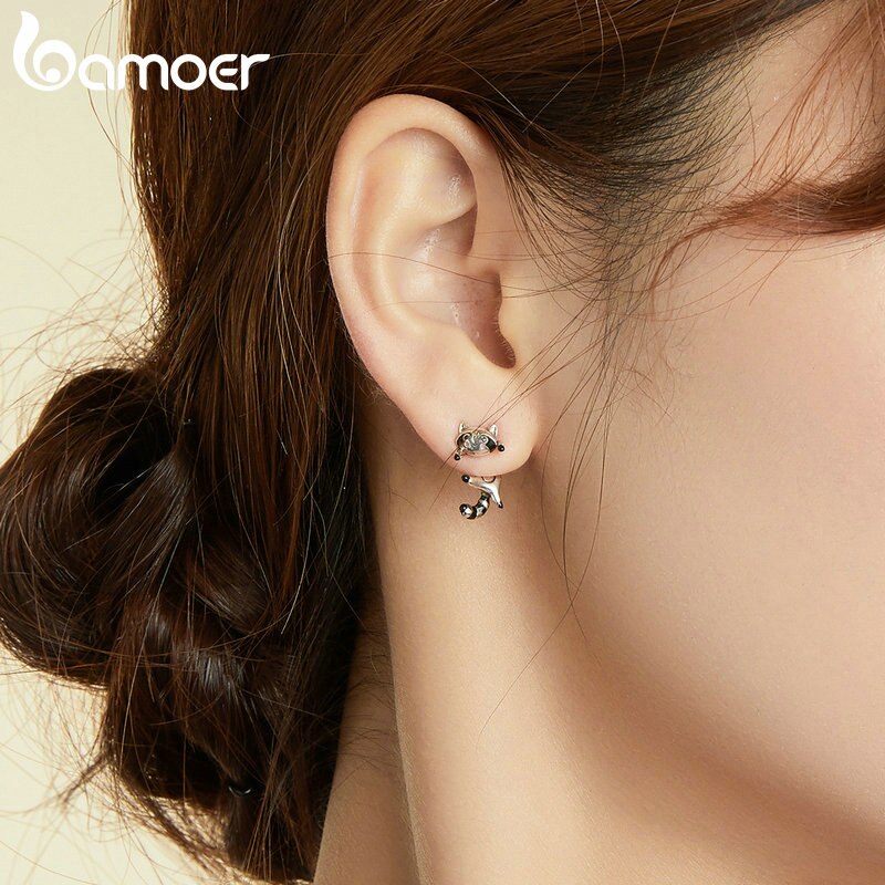 Hoa tai Bamoer SCE990 gấu trúc Mỹ bằng bạc 925 không di ứng cao cấp cho nữ