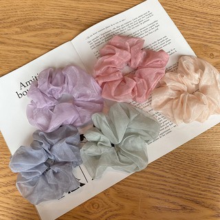 Dây Cột Tóc Vải Lưới Voan Kính Chui Buộc Tóc Scrunchies Màu Xinh Hot Trend